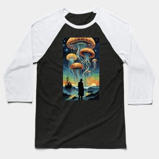 Starry Night Symphony: Van Gogh-Inspired Jellyfish Ballet Baseball T-Shirt